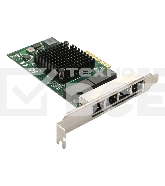 Сетевой адаптер ExeGate EXE-BCM5719 (PCI-E x4 v2.0, порты 4xRJ45, 10/100/1000Mbps, Gigabit Chipset Broadcom BCM5719)