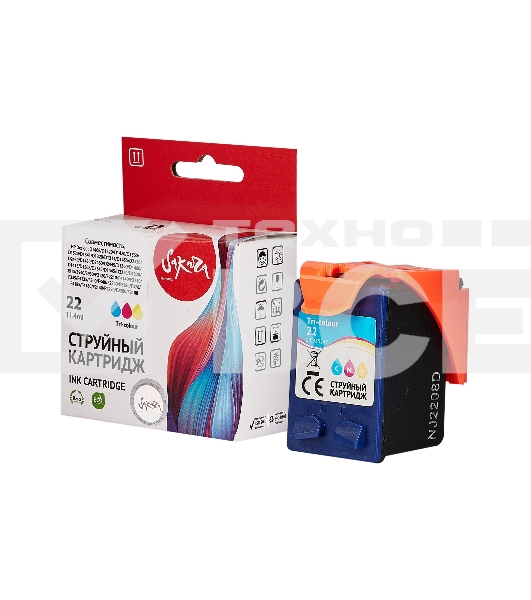 Струйный картридж Sakura C9352AE (№22 Tri-colour) для HP, триколор, 11,4 мл., 180 к.