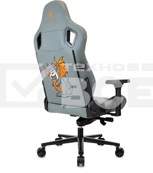 Кресло игровое Knight Craft Dragon серый эко.кожа крестов. металл