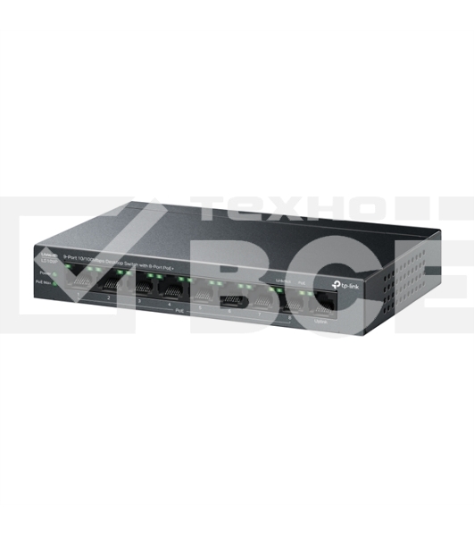 Настольный коммутатор TP-Link LS109P с 9 портами 10/100 Мбит/с (8 портов PoE+)