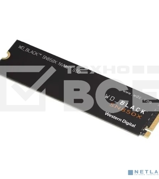 Накопитель SSD WD 1Tb Black SN850X, M.2(22x80mm), NVMe, PCIe 4.0 x4, 3D TLC, R/W 7300/6300MB/s, IOPs 800 000/1 100 000, TBW 600, DWPD 0.3 (12 мес.)