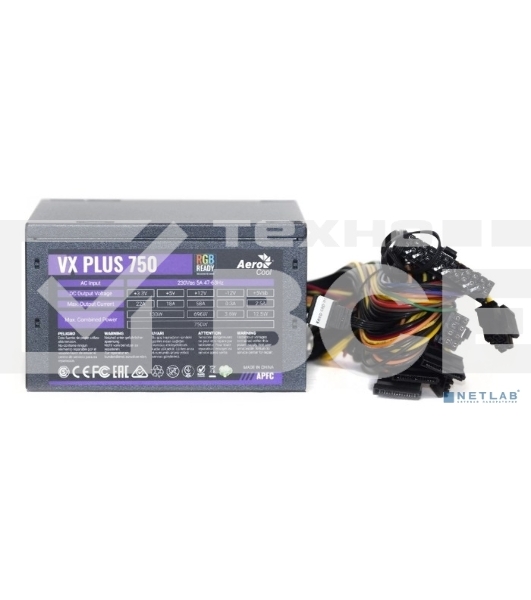 Блок питания Aerocool / Formula VX PLUS 750 RGB, 750Вт, 120мм, черный