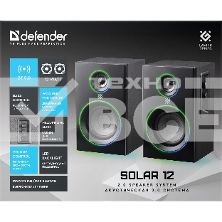 Акустическая 2.0 система Defender Solar 12 12 Вт, подсветка, BT, 230В