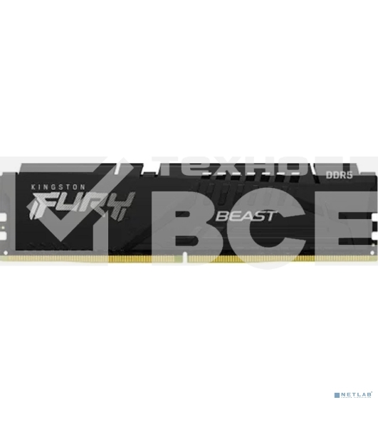 Оперативная память Kingston Fury Beast, DDR5, 32GB (1x32GB), 6000MHz, CL30, DIMM, с радиатором, черный