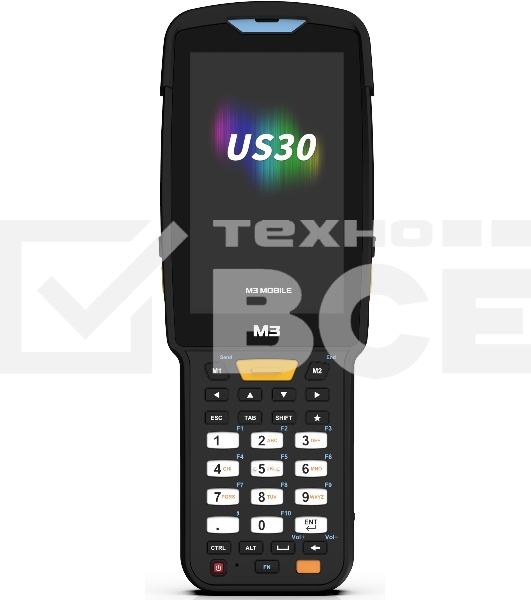 Терминал сбора данных M3 Mobile US300D-T2CWRE-HF Android 13.0 GMS, WVGA, Wi-Fi 6, SE4770 2D Imager Scanner(Straight Shooter/0° Scan), 16MP Rear Camera, BT5.3, NFC(HF), 4G/64G, 30 Keypad, 6700mAh Battery, Hand Strap, Bullet Proof Film