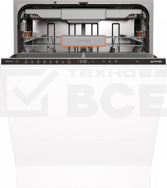 Посудомоечная машина встраиваемая Gorenje GV673B65 16 комплектов, 3 корзины, инверторный мотор, отсрочка старта, Wi-Fi управление, сенсорное управление, полный AquaStop, сенсор уровня воды, энергоэффективность А+++, уровень шума 42 дБ, белый