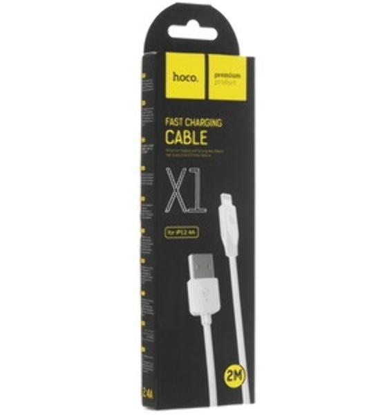 Кабель USB 2.0 hoco X1, AM/Lightning, белый, 2м