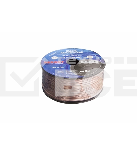 Кабель акустический Rexant 2х0,25 м м², прозрачный BLUELINE, бухта 100 м