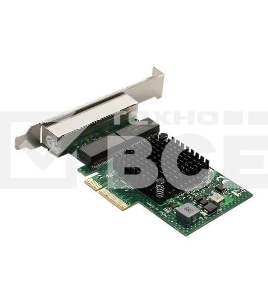 Сетевой адаптер ExeGate EXE-BCM5719 (PCI-E x4 v2.0, порты 4xRJ45, 10/100/1000Mbps, Gigabit Chipset Broadcom BCM5719)