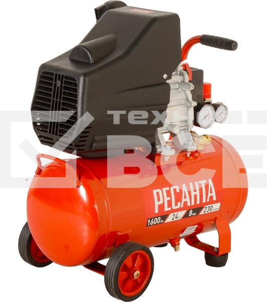 Компрессор поршневой Ресанта КП-24/230М масляный 230л/мин 24л 1600Вт красный/черный