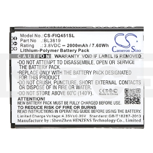 Аккумулятор CameronSino CS-FIQ451SL BL3819 для Fly IQ4514 Evo Tech 4 3.8V / 2000mAh / 7.60Wh