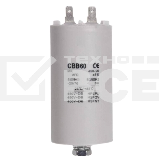 Конденсатор CBB60 10мкФ 450V (4 клеммы, крепление болтом) 304002