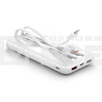 Портативный аккумулятор Vention Power Bank 10000mAh(Micro-USB/C/A/A) со встроенными кабелями 22.5W белый с LED Дисплеем, шт., фото 1