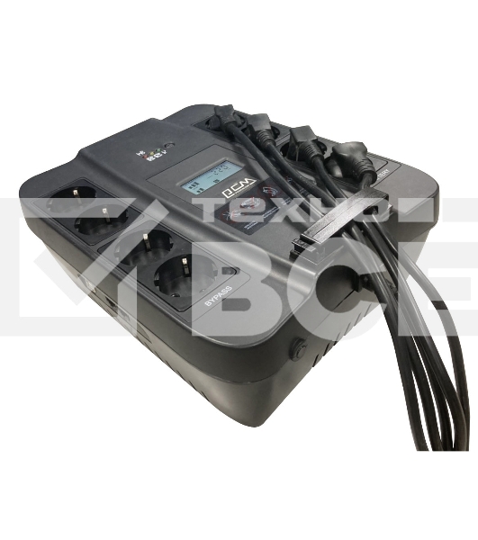 Источник бесперебойного питания Powercom Back-UPS SPIDER, Line-Interactive, LCD, AVR, 900VA/540W, Schuko, USB, black (1456263)