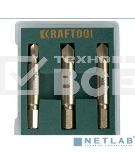 Набор экстракторов Kraftool для выкручивания крепежа с износом граней шлица до 95%.PH1/PZ1,PH2/PZ2,PH3/PZ3,3 предмета