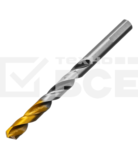Сверло спиральное по металлу 8,5 x 117мм, Р6М5, Golden Tip, многогранная заточка Denzel