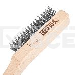 Щетка зачистная Denzel 5-и рядная, прямая проволока из нержавеющей стали с деревянной ручкой, EFP, фото2