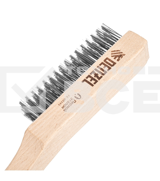 Щетка зачистная Denzel 5-и рядная, прямая проволока из нержавеющей стали с деревянной ручкой, EFP