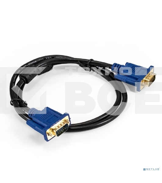 Кабель VGA Pro ExeGate EX-CC-PVGA-15M15M-1.0 (15M/15M, 1м, 2 фильтра, позолоченные контакты, экран)
