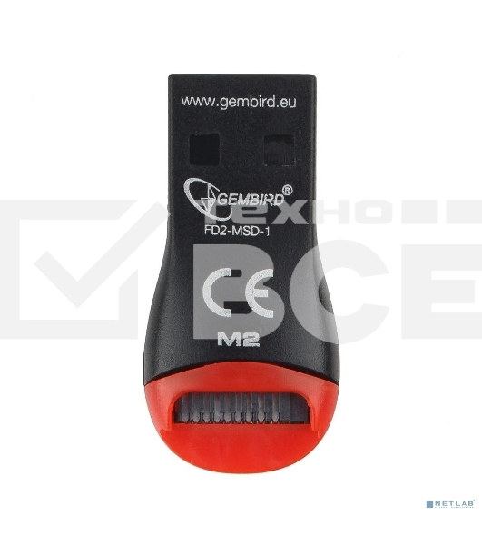Кард-ридер внешний USB 2.0 Gembird, для считывания MicroSD карт, блистер