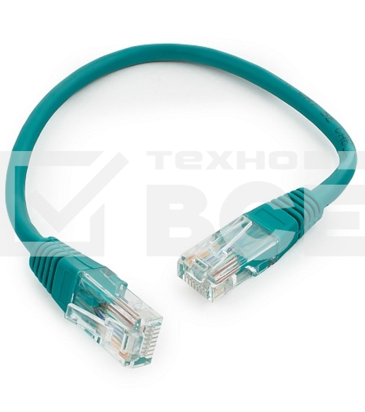 Патч-корд UTP Cablexpert кат.5e 0.25м, литой, многожильный (зелёный)