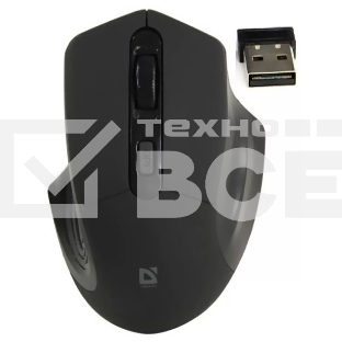 Мышь беспроводная Defender Datum MB-345 черный, 1600 dpi, радиоканал, USB, кнопки - 4
