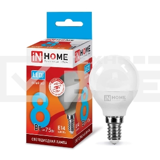 Лампа светодиодная LED-ШАР-VC 8Вт 230В E14 4000К 720лм IN HOME 4690612020556