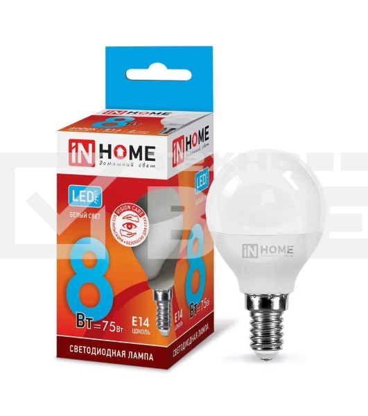 Лампа светодиодная LED-ШАР-VC 8Вт 230В E14 4000К 720лм IN HOME 4690612020556