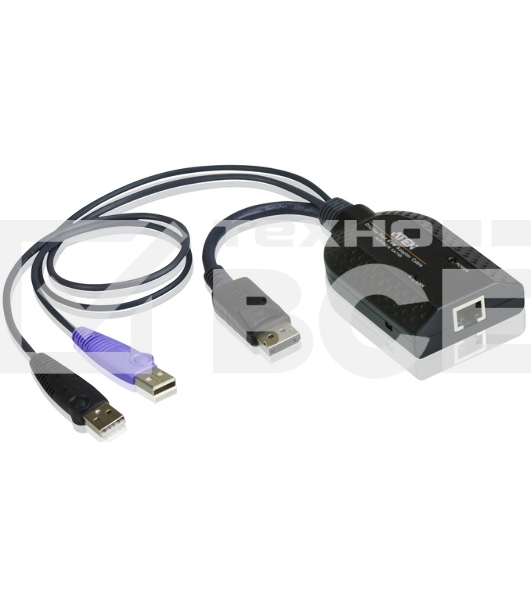 Модуль удлинителя, Display port+KBD+MOUSE USB,50 метр., для подкл. комплекта перключат. KN2124v/2140v/4124v/4140v/2116A/2132/4116/4132; KM0532/0932/0032, макс.разреш. 1600х1200, RJ45+HD-DP+USB A-тип, Female+2xMale, без Б.П., (DDC2B) [KA7169] DisplayPort U