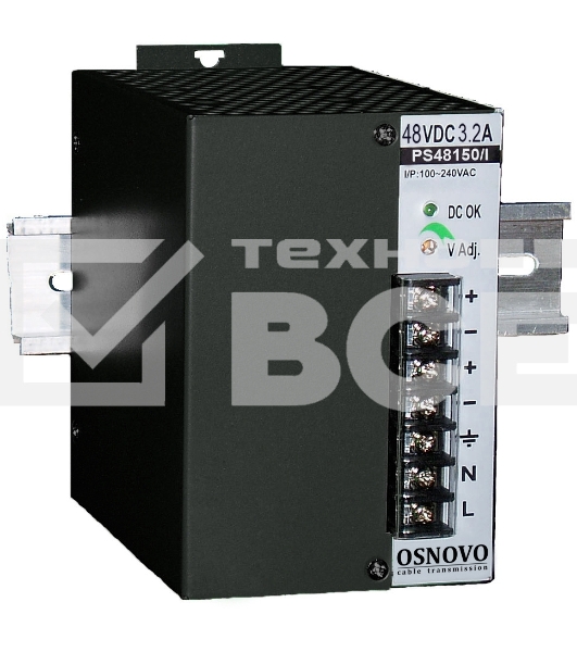 Промышленный блок питания OSNOVO DC48V, 3.2A (150W). Диапазон входных напряжений: AC195-265V