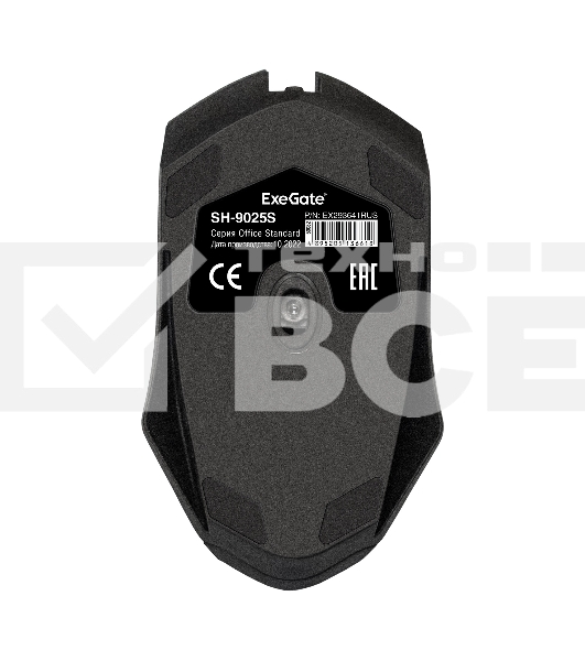 Мышь проводная ExeGate SH-9025S черный, 1000 dpi, USB, кнопки - 3