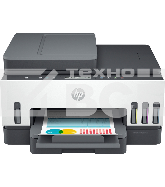 МФУ струйное HP Smart Tank 750 AiO, А4, цветной, печ. до 15/9 стр/мин., скан. до 8 стр/мин., 4800x1200 dpi (печ.), 1200x1200 dpi (скан.), Bluetooth, USB, Wi-Fi