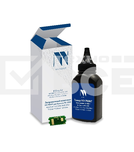 Заправочный комплект NV PRINT для Kyocera ТK-1200 (M2235dn, M2735dn, M2835dw, P2335d, P2335dn, P2335dw), 125 гр, 3000 стр (тонер + чип)