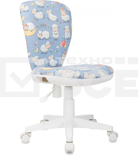 Кресло детское Бюрократ KD-W10 голубой овечки крестов. пластик пластик белый