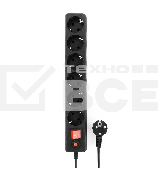 Сетевой фильтр Гарнизон ECL-6-B-1.8, 6р, 10А, 1.8м, ур.защиты 4, черный, пакет