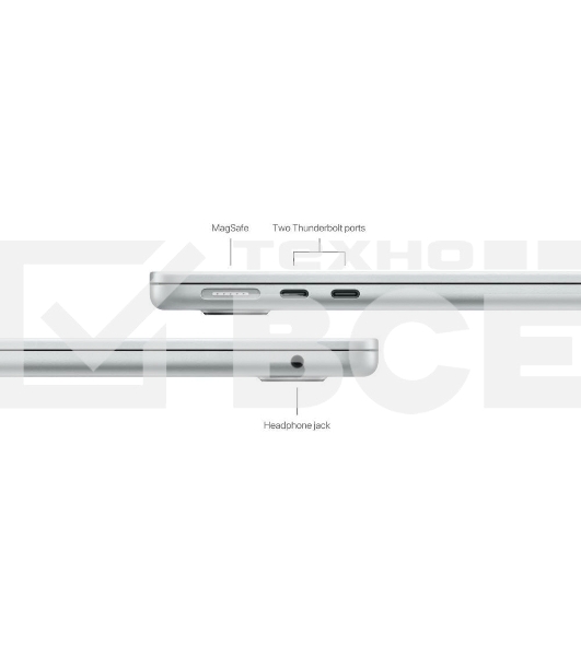 Ноутбук Apple 13-inch MacBook Air: Apple M3 with 8 core CPU, 10 core GPU/16GB/512GB SSD - Silver/70W/Гравировка