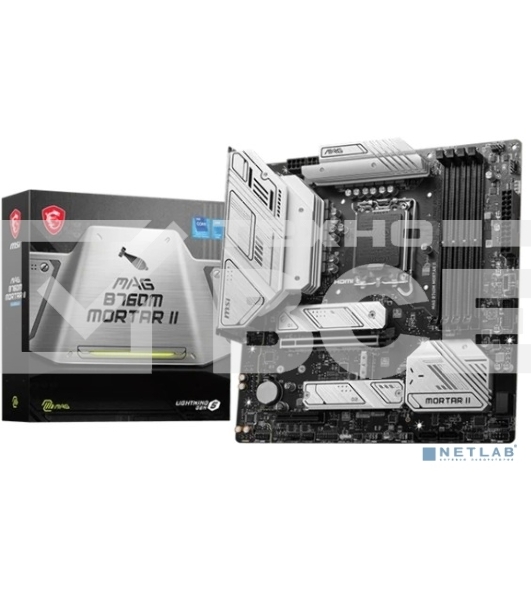 Материнская плата MSI MAG B760M MORTAR II, LGA 1700, Intel B760, 4xDDR5, 4xSATA, 3xM.2, 1xPCIe 5.0 x16, 1xPCIe 4.0 x4, 1xHDMI, 1xDP, 1xUSB Type-C, 1x2.5Gb LAN, 3xUSB-A 2.0, 3xUSB-A 3.2 Gen 2, 5x3.5 мм, 7.1, mATX