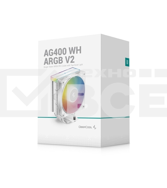 Кулер для процессора DEEPCOOL AG400 WH ARGB V2 белый 120мм алюминий+медь 2100rpm 31.6db 4-pin 220W 152мм