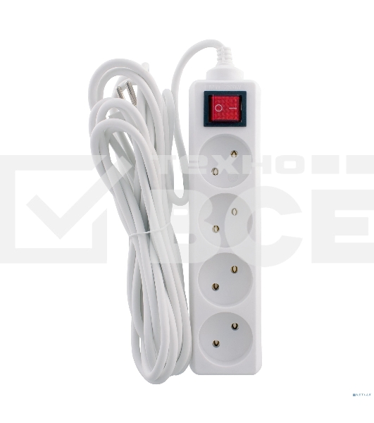 Удлинитель 4 розетки СТАРТ (4670012297765) С/У S 4x5 -V. Заземления нет. Кнопка включения. Длина провода 5,0 м