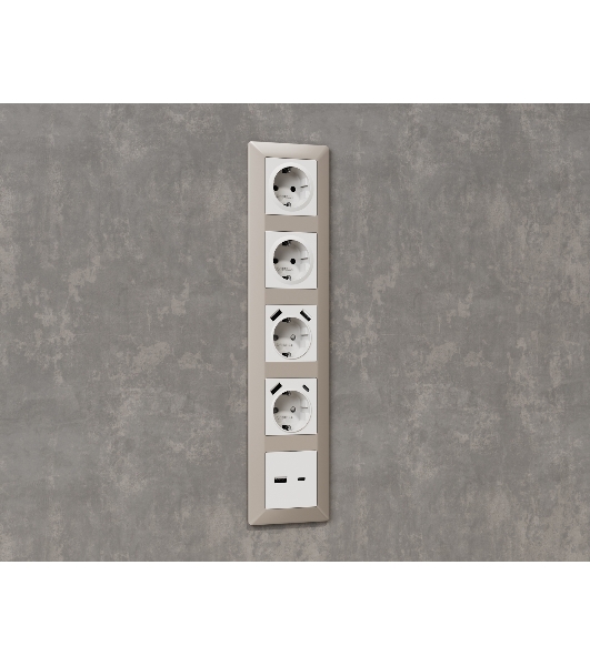 Комплект механизма розетки ALFA Белый матовый 2USB A+C 20W (быстрая зарядка) QUANT (AP1310, VM177) MA131010