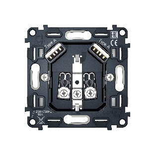 Механизм электрической розетки 2USB A+A 18W (быстрая зарядка) с/з на винтовых зажимах QUANT VM155
