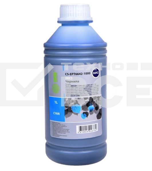 Чернила Cactus CS-EPT6642-1000 голубой 1000мл для Epson L100/L110/L120/L132/L200/L210/L222/L300/L312/L350/L355/L362/L366/L456/L550/L555/L566/L1300
