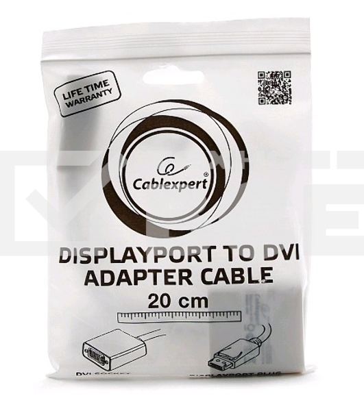 Переходник DisplayPort - DVI Cablexpert A-DPM-DVIF-002-W, 20M/19F, белый, пакет