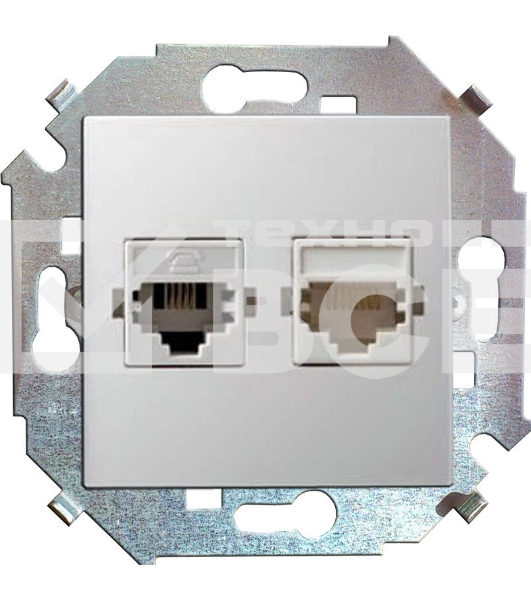 Розетка компьютерная двойная RJ45 кат.5е, Systimax 1591593-030 Simon белый