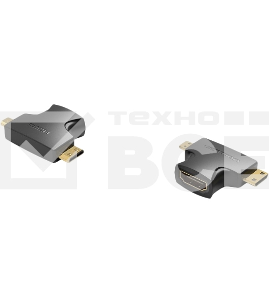 Адаптер-переходник Vention HDMI 19F/Mini HDMI+Micro HDMI