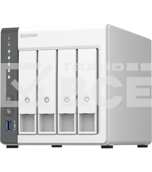 Сетевое хранилище SMB QNAP TS-433-4G NAS 4 HDD trays. ARM 4-core Cortex-A55 2.0GHz, ram 4 Gb (max), 1x1GbE, 1x2.5GbE, 2xUSB 2.0 port,1xUSB 3.2 Gen 1