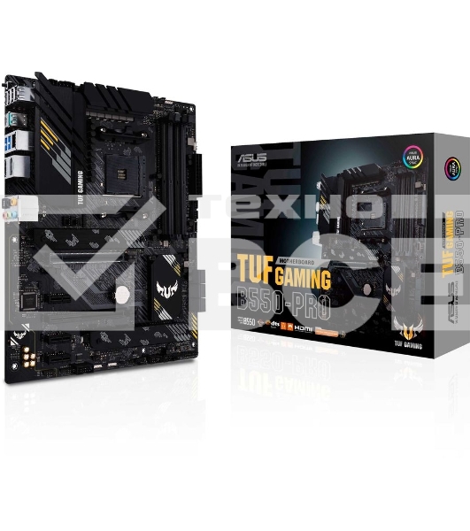Материнская плата ASUS TUF GAMING B550-PRO, AM4, AMD B550, 4xDDR4, 6xSATA, 2xM.2, 1xPCIe 4.0 x16, 1xPCIe 3.0 x16, 3xPCIe x1, 1xHDMI, 1xDP, 1x 2.5Gb LAN, 4xUSB 2.0, 2xUSB 3.2 Gen 1, 1xUSB 3.2 Gen 2, 1xUSB-C 3.2 Gen 2, 5x3.5 мм, 7.1, ATX