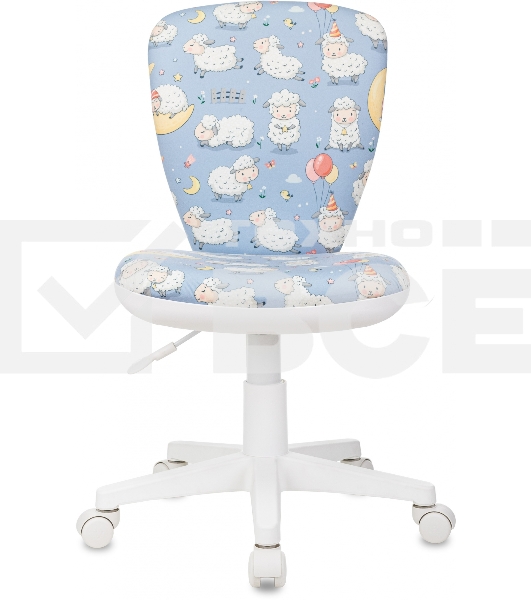 Кресло детское Бюрократ KD-W10 голубой овечки крестов. пластик пластик белый