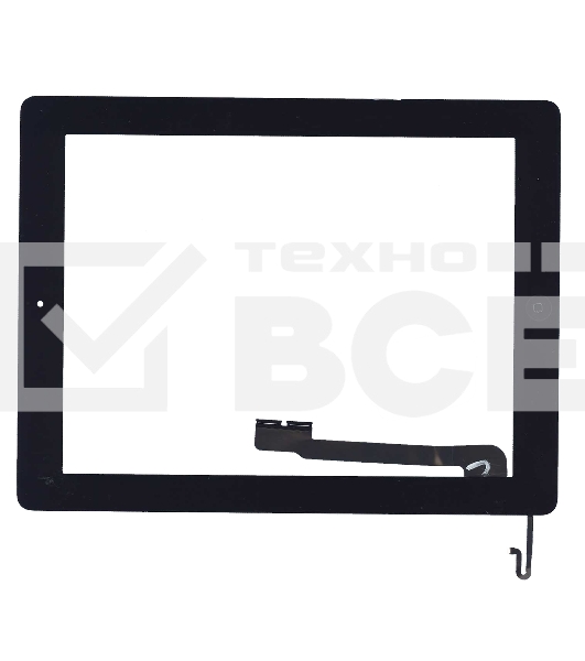 Сенсорное стекло (тачскрин) для iPad 4 черное с кнопкой OEM