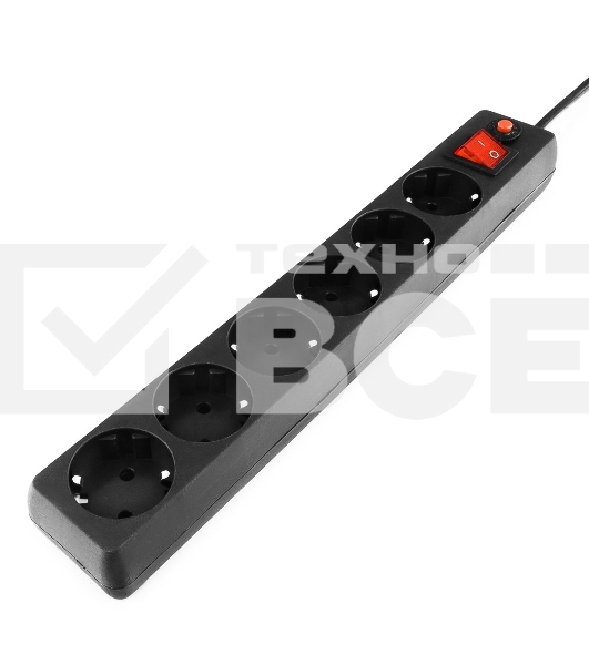 Сетевой фильтр Гарнизон ECL-6-B-1.8, 6р, 10А, 1.8м, ур.защиты 4, черный, пакет